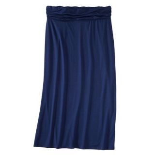 Merona Womens Plus Size Ruched Waist Knit Maxi Skirt   Blue 2
