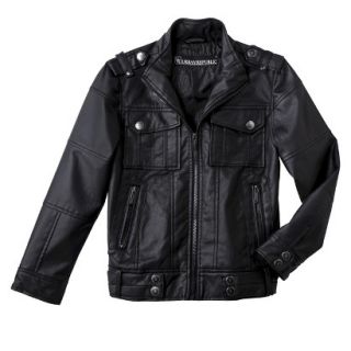 Urban Republic Infant Boys 4 Pocket Faux Leather Aviator Jacket   Black 18 M