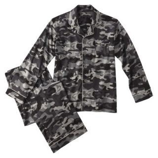 Cherokee Boys 2 Piece Button Down Coat Pajama Set   Hardware Gray XS