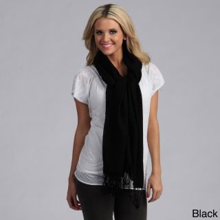 Collection De Cashmere Womens Merino Wool Fringe edge Scarf Black Size One Size Fits Most