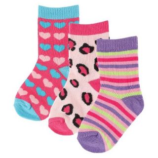 Luvable Friends Infant Girls 3 Pack Socks   Pink/Purple 18 36 M