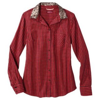 Merona Womens Favorite Shirt   Anthem Red Plaid   XS