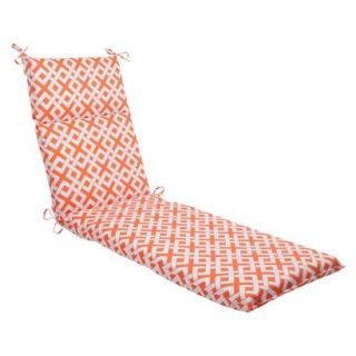 Outdoor Chaise Lounge Cushion   Orange/White Boxed In Geometric