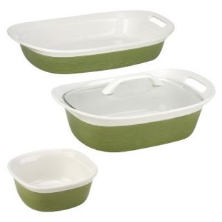 CorningWare Etch 4 piece Green Ceramic Dish Set