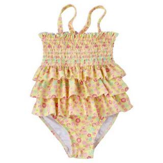 Circo Infant Toddler Girls Floral 1 Piece Swimsuit   Yellow 5T