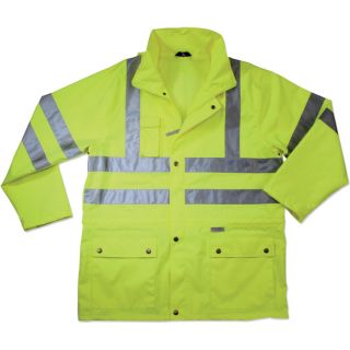 Ergodyne High Visibility Class 3 Rain Jacket   Lime, 4XL, Model 8365