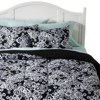 Xhilaration Floral Comforter   Black/White (Twin Extra Long)