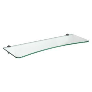 Wall Shelf Concave Clear Glass Shelf With Black Splash Supports   23.5