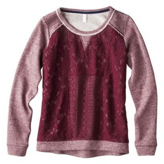 Xhilaration Juniors Lace Front Sweatshirt   Wine XS(1)