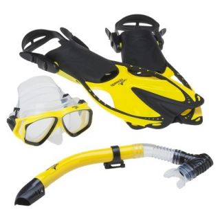 Speedo Junior ReefScout Deluxe Mask & Snorkel Set Yellow and Black   Small /