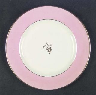 Pickard Arlington Dinner Plate, Fine China Dinnerware   Pink Rim,Gold Fruit In C