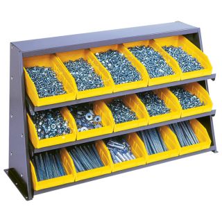 Quantum Bench Rack with 15 Bins, Model QPRHA 102 Yellow