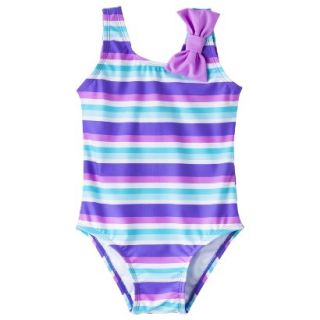 Circo Infant Toddler Girls Stripe 1 Piece Swimsuit   Purple 12 M