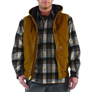 Carhartt Sandstone Hooded Active Vest   Brown, 2XL, Model 100121