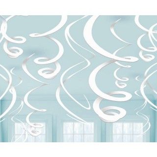 White Plastic Swirl Decorations (12)