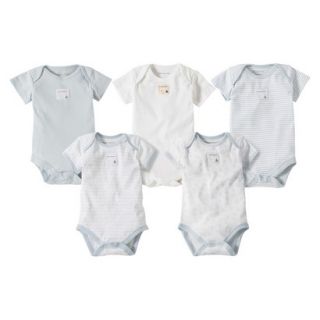 Burts Bees Baby Newborn Boys 5 Pack Short sleeve Bodysuit   Sky Blue 6 9 M