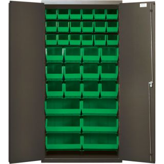 Quantum Storage Cabinet With 36 Bins   36 Inch x 18 Inch x 72 Inch Size, Green,