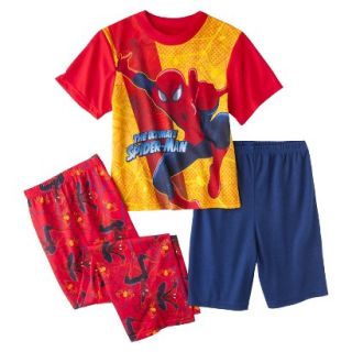 Spider Man Boys 3 Piece Short Sleeve Pajama Set   Red 6