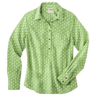 Merona Womens Popover Favorite Shirt   Green Print   M