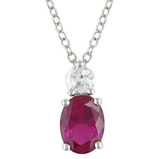 Sterling Silver Created Ruby and Created White Sapphire Pendant with Chain