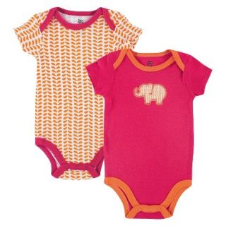 Yoga Sprout Newborn Girls 2 Pack Bodysuit Set   Pink/Orange 0 3 M