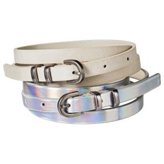 Mossimo Supply Co. Two Pack Skinny Belt   White/Holographic M