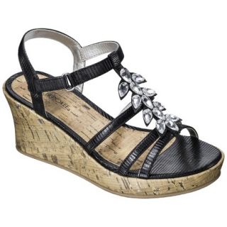 Girls Cherokee Hallie Gladiator Wedge Sandals   Black 1