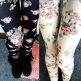 Womens Fashion Rose Flower Legging
