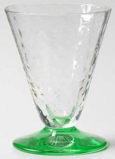 Unknown Crystal Unk1733 Green 2 Oz Footed Tumbler   Green Foot, Block Optic Clea