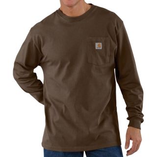 Carhartt Workwear Long Sleeve Pocket T Shirt   Dark Brown, XL, Model K126