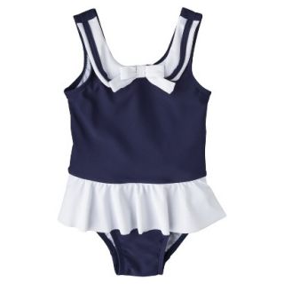 Circo Infant Toddler Girls 1 Piece Sailor Swimsuit   Navy 18 M