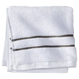 Fieldcrest Luxury Wash Cloth   White/Gray Stripe