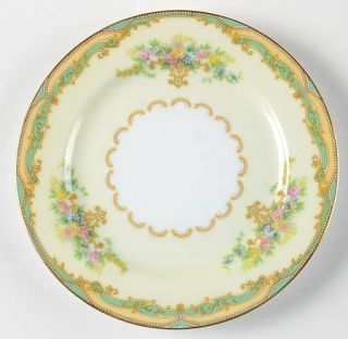 Noritake Joan Bread & Butter Plate, Fine China Dinnerware   Green Border,Floral