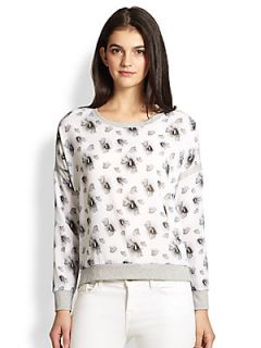Generation Love Floral Print Dropped Shoulder Sweatshirt   Grey White
