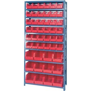 Quantum Storage Complete Shelving System with Large Parts Bins   12 Inch x 36