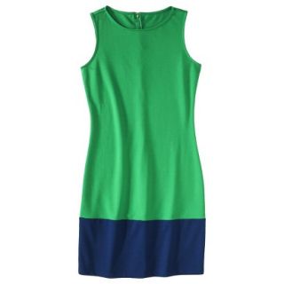 Merona Womens Ponte Color Block Hem Dress   Green/Blue   XS