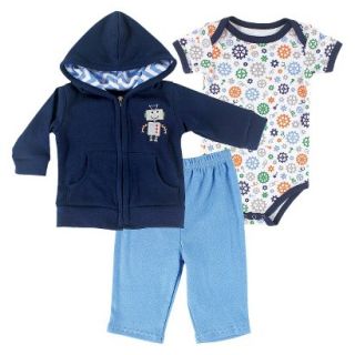 Hudson Baby Newborn Boys Hoodie, Pant and Bodysuit Set   Blue 9 12M