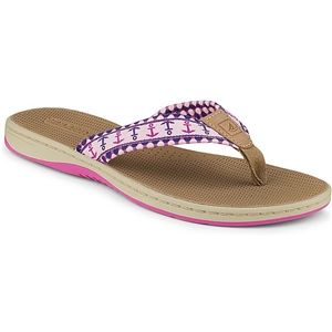 Sperry Top Sider Womens Greenport Pink Anchors Sandals, Size 10 M   9268574