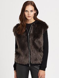 Clu Faux Fur Combo Hoodie   Black/Brown