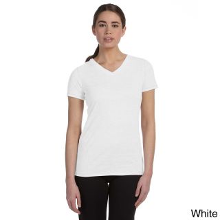 Alo Womens Performance Triblend V neck T shirt White Size L (12  14)