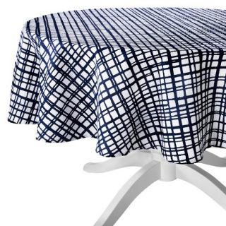 Room Essentials Grid Round Tablecloth   Blue (70)