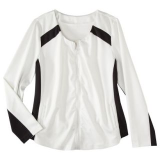 Mossimo Womens Plus Size Zip Front Scuba Jacket   White/Black 1