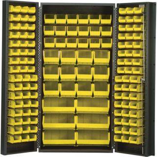 Quantum Storage Cabinet With 132 Bins   36 Inch x 24 Inch x 72 Inch Size, Yellow