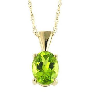 Oval Cut Peridot Necklace in 14K Yellow Gold (9mm)