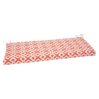 Outdoor Bench Cushion   Orange/White Boxed In Geometric