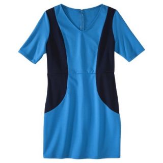 Merona Petites V Neck Colorblock Ponte Dress   Blue/Navy XXLP