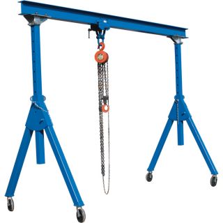 Vestil Steel Gantry Crane   Adjustable Height, 4000 Lb. Capacity, 10ft.L x 8