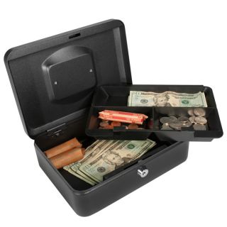 Barska 10 inch Black Cash Box With Key Lock