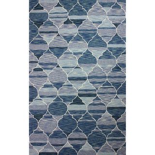 Nuloom Hand hooked Persian Trellis Wool Dark Blue Rug (7 6 X 9 6 )