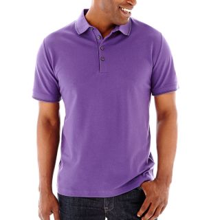 CLAIBORNE Tipped Piqué Polo Shirt, Purple, Mens